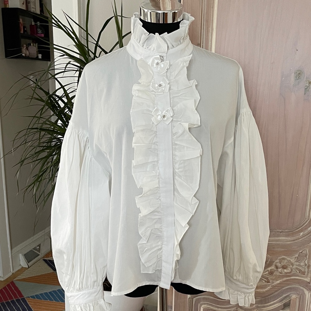 Sister Jane Ruched Balloon Sleeve Blouse